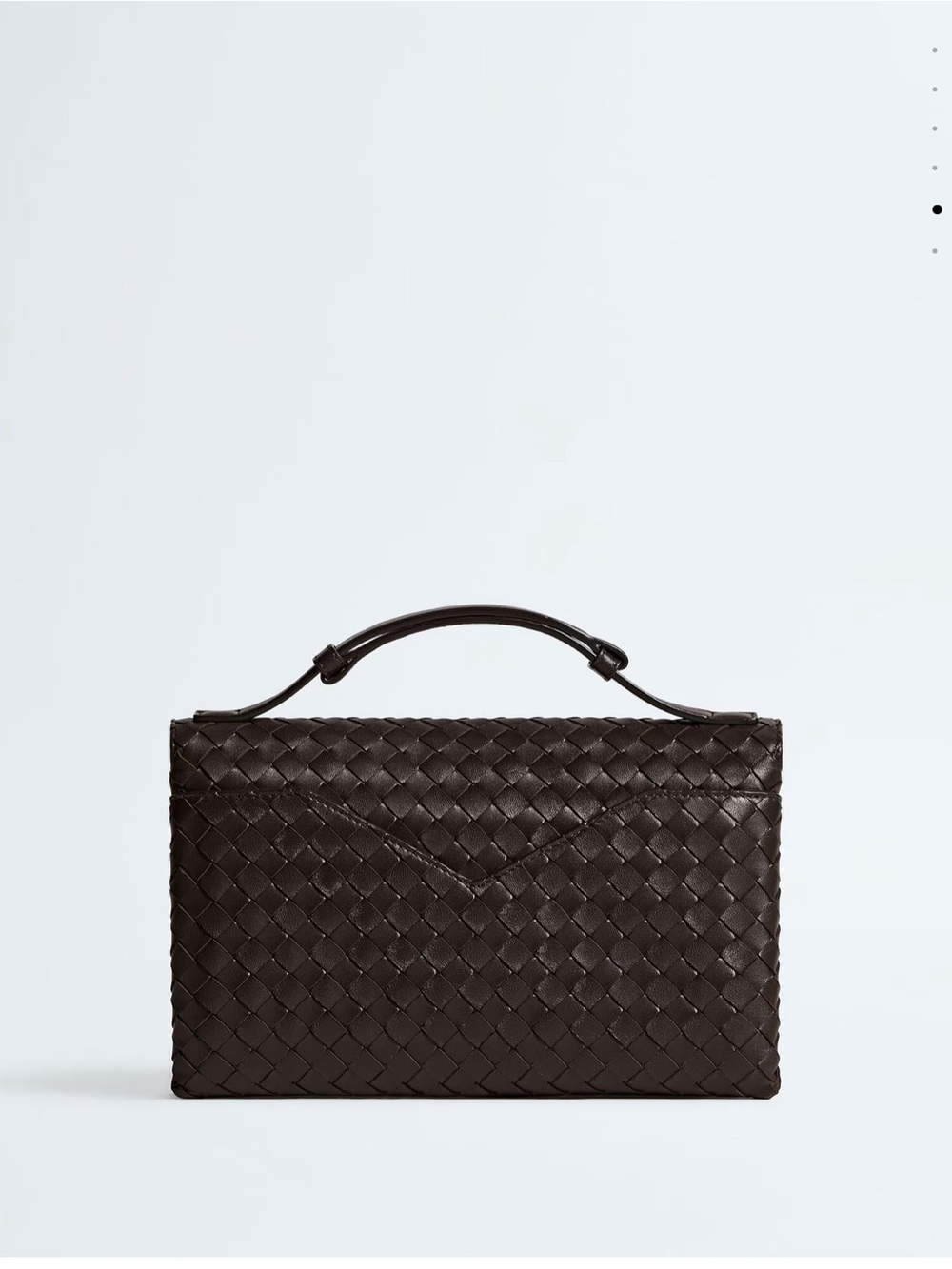 Bottega Veneta Dark Brown Woven Leather Top-Handle Satchel with Gold Hardware - Picture 4 of 4
